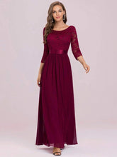 Load image into Gallery viewer, See-Through Floor Length Lace Evening Dress with Half Sleeve
