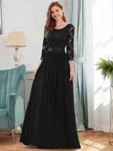 Load image into Gallery viewer, See-Through Floor Length Lace Evening Dress with Half Sleeve
